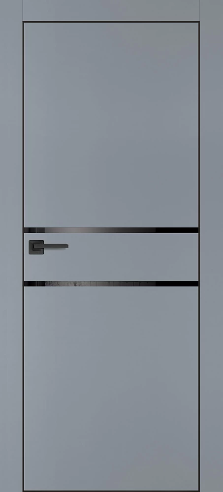 Фото Межкомнатная дверь PX-18 черная кромка с 4-х ст. Серый матовый